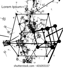 Plexus atomic lattice on a white background. Background of cybernetic particles.