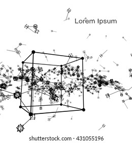 Plexus atomic lattice on a white background. Background of cybernetic particles.