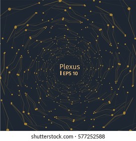 Plexus brown on a dark background . Particle point line wide area network