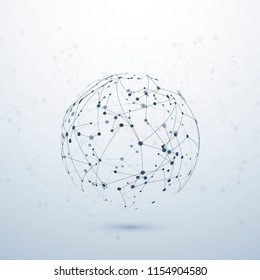 Plexus data visualisation. Complex chemical node connection. Internet concept. Wireframe network structure. Vector illustration