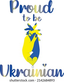 Plexus of hands illustration with a quote of proud to be Ukrainian. Trendy blue and yellow gradient design for Ukrainians, support for Ukraine. T-Shirt design, tote bag, posters, backgrounds.