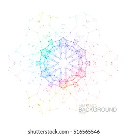 Plexus Iridescent Ornamental Pattern. Vector Abstract Illustration Of Spectrum Colors Frame. Abstract Rainbow Digital Frame.