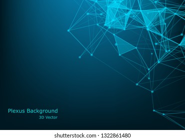 Plexus Lines And Particles Background. Vector Technology Illustration Of Futuristic Polygonal Cyber Structure. Data Connection Concept.