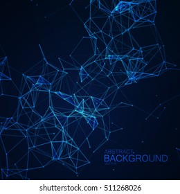 Plexus Lines And Particles Background. Vector Technology Illustration Of Futuristic Polygonal Cyber Structure. Data Connection Concept.