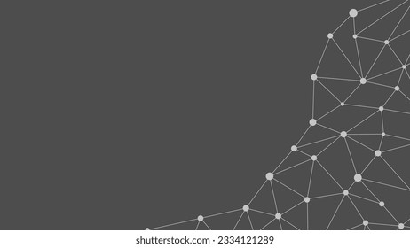 Plexus mesh geometric background. Mesh on top and bottom. Dots connected by lines. Technology abstract dark background. Minimalist backdrop. Vector