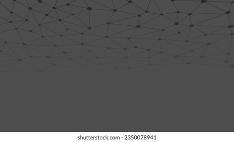 Fondo geométrico de malla de plexus. Malla arriba y abajo. Puntos conectados por líneas. Fondo oscuro abstracto tecnológico. Fondo minimalista. Vector