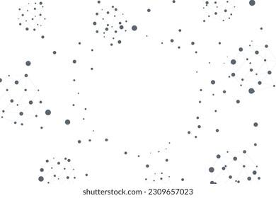 Plexus mesh geometric white background. Dots connected by lines. Technology abstract background. Minimalist backdrop. Vector