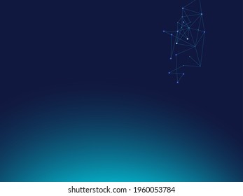 Plexus Nodes Linked Vector Background. Blue Technology Space, Internet Cyberspace Data Concept. Big Data Information, Polygonal Blockchain Nodes. Galaxy Net Science Design, Communication Concept.