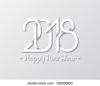 Plexus of numbers 2018 with Happy New Year text for greeting card design.