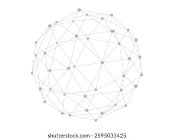 Plexus sphere. Dots connected by lines. Technology abstract shape. Minimalist mesh backdrop. Abstract polygonal shape.