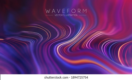 Plexus Vector Retro technology background. Computer technology Color flow background. Digital wave flow background.