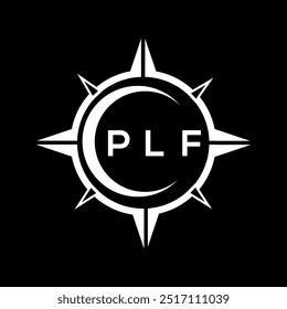 PLF abstract technology circle setting logo design on black background. PLF creative initials letter logo.

