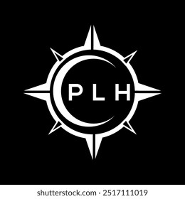 PLH abstract technology circle setting logo design on black background. PLH creative initials letter logo.
