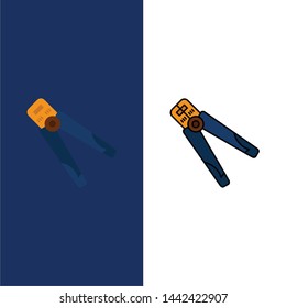Plier, Building, Construction, Crimping, Tool, Work  Icons. Flat and Line Filled Icon Set Vector Blue Background