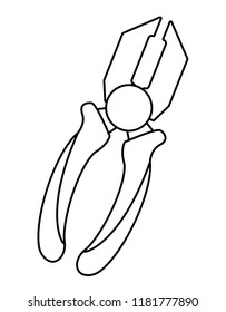Plier construction tool in black and white