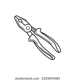 Plier doodle icon in vector. Hand drawn plier icon in vector