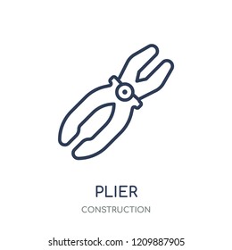 Plier icon. Plier linear symbol design from Construction collection. Simple outline element vector illustration on white background.