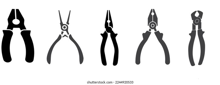plier icon set. consists of five plier types,best choice for your great project