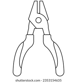Plier line art illustration. Vector illustration with construction theme. Labor.