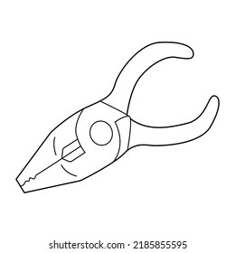 Plier outline vector on white background