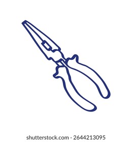 Plier sketch. Construction tool. Color vector instrument illustration