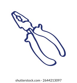Plier sketch. Construction tool. Color vector instrument illustration