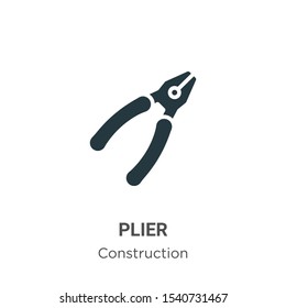 Plier vector icon on white background. Flat vector plier icon symbol sign from modern construction collection for mobile concept and web apps design.