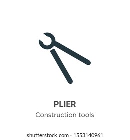 Plier vector icon on white background. Flat vector plier icon symbol sign from modern construction tools collection for mobile concept and web apps design.