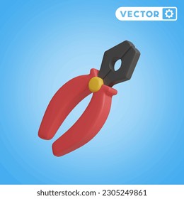 pliers 3D vector icon set, on a blue background