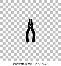 Pliers. Black flat icon on a transparent background. Pictogram for your project