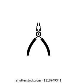 Pliers black icon concept. Pliers flat  vector symbol, sign, illustration.