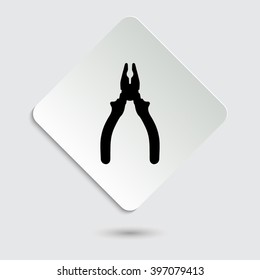 pliers - black vector icon  on a paper button