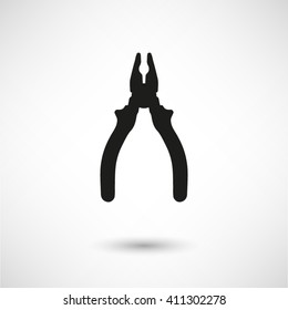 pliers - black vector  icon with shadow