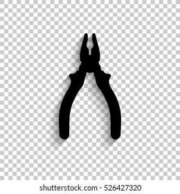 pliers - black vector  icon with shadow