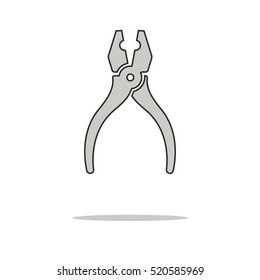 Pliers color thin line icon.Vector illustration