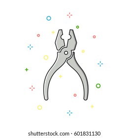 Pliers color thin line icon.Vector illustration
