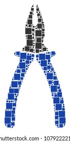 Pliers composition icon of square shapes and round items in various sizes. Vector items are grouped into pliers mosaic design concept.