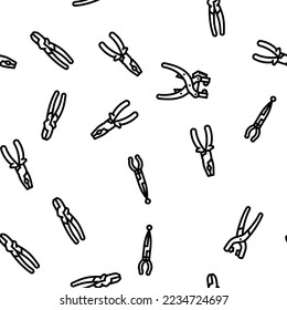 pliers equipment tool repair vector seamless pattern thin line illustration