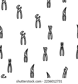 pliers equipment tool repair vector seamless pattern thin line illustration