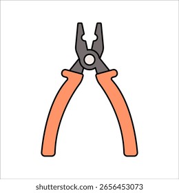 Zange Flacher Design-Stil, Handwerkzeug zum Greifen und Schneiden von Drähten, die elektrische Wartung und Reparatur darstellen, ideal für technische Illustrationen.
