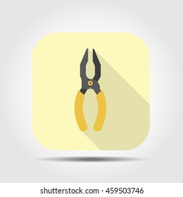 pliers flat icon with long shadow, vector illustration