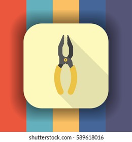 pliers flat icon with long shadow, vector illustration