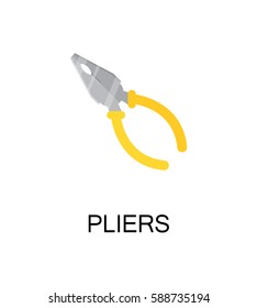 Pliers flat icon. Single high quality color element for web design or mobile app. Isolated symbol on white background. Construction tool flat icon. Building tool vector illustration. 