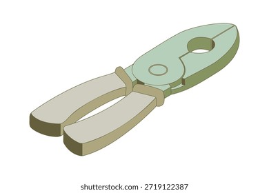 Alicates - Ilustración vectorial isométrica dibujada a mano.