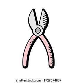 alicates de diseño vectorial dibujado a mano. icono de construcción