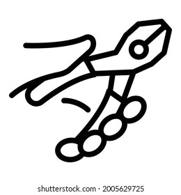 Pliers en el icono de la mano. Alicates de contorno en el icono del vector de mano para el diseño web aislado en fondo blanco