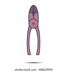 Pliers hand tool flat cartoon vector. Vector illustration tool icon