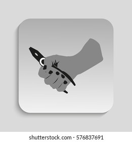 Pliers in hand. Vector icon.