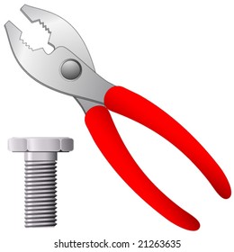 pliers and hexagon bolt