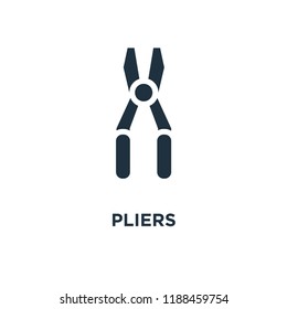 Pliers icon. Black filled vector illustration. Pliers symbol on white background. Can be used in web and mobile.